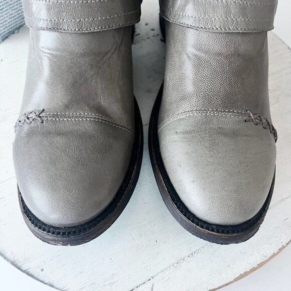NEW Lane Boots Womens Gray Leather Canvas Mid-Calf Western Moto Style Zip Size 8 - Picture 7 of 12